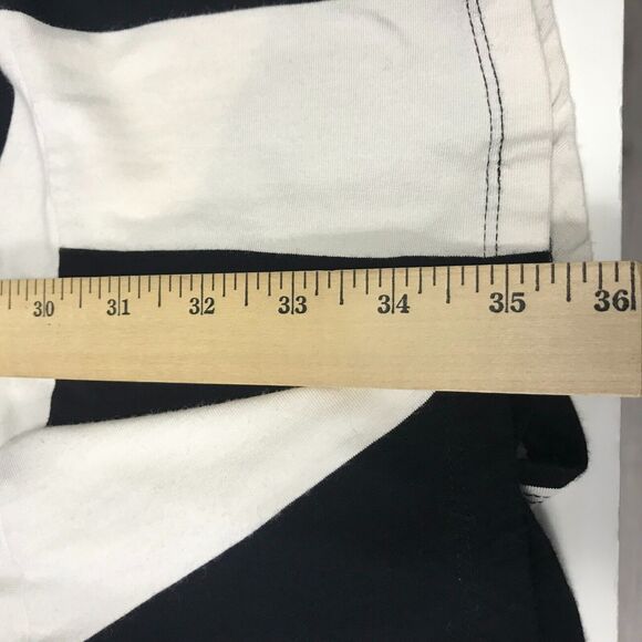 LOFT Dress Womens 2 Black Ivory Wide Stripe Flutter Sleeve Ruffle Hem Waist Sash - Picture 11 of 12